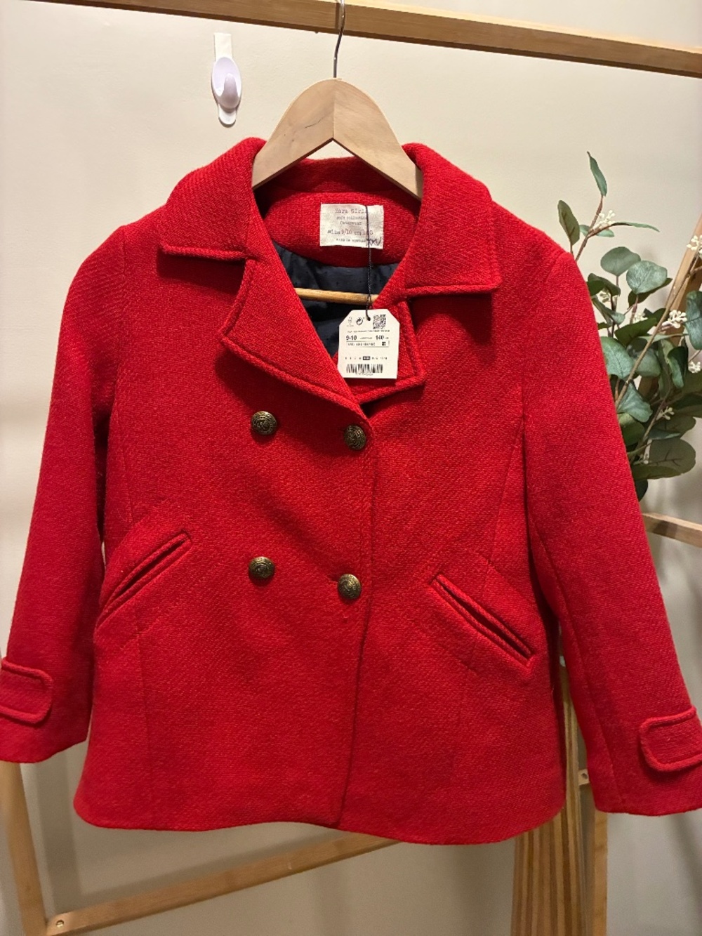 Zara Girls Red Pea Coat
